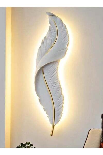 genernic Modern white feather-shaped wall lamp with LED lighting - 3 bulbs, 2...