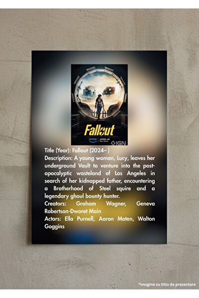 VreauPoster Poster Fallout Sezonul 2, Afiș Serie TV Gaming, Post Apocaliptic, A4, Carton 250gr, Decor