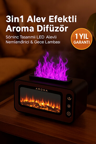 MİRLED AYDINLATMA Retro Şömine Görünüm Humidifier Buhar Makinesi Nemlendirici...