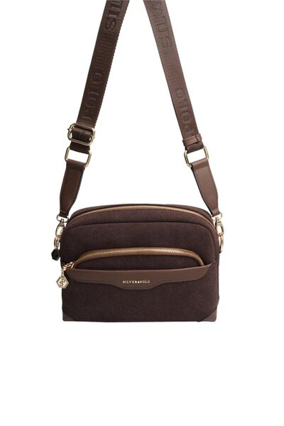 Silver Polo Silver & Polo Sp1201 Women's Crossbody Bag Suede Brown