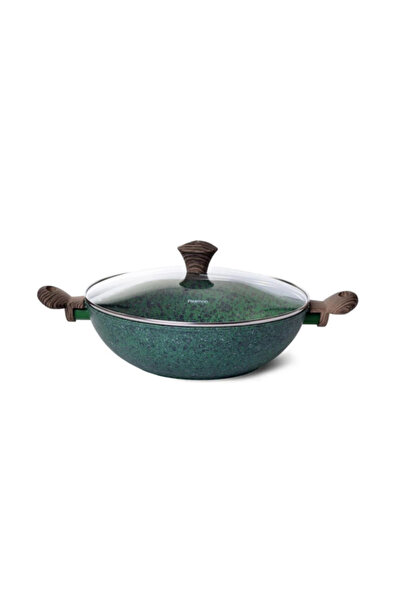 Fissman - Tigaie wok din malachit, aluminiu, 30x9 cm, verde/maro
