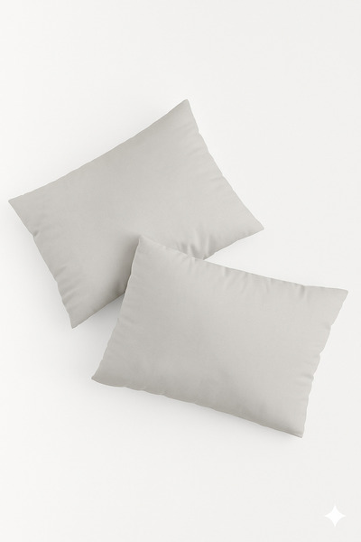 Teksev Vevra 2-Pack Plain Gray Color Pillowcase Cotton Fabric with Zipper