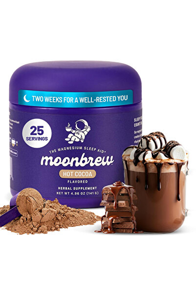 MoonBrew برطمان شوكولاتة ساخنة بالمغنيسيوم - مسحوق شوكولاتة ساخنة مهدئة، ٢٥ حصة