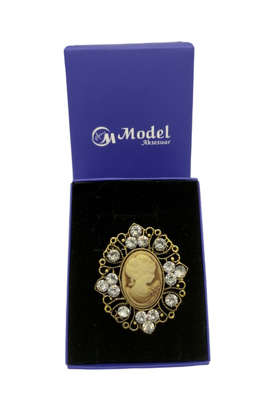 model aksesuar Vintage Cameo Cam Taşlı Broş
