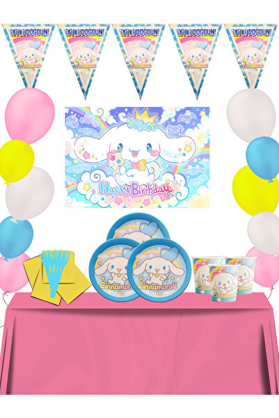 snowparty Cinnamoroll Cinnamoron Banner 16-Person Birthday Party Set