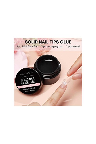 genric Solid Nail Glue Gel, Clear Acrylic Press On Nails Adhesive, UV Light Cured Hard Gel for Fake Tips, 1