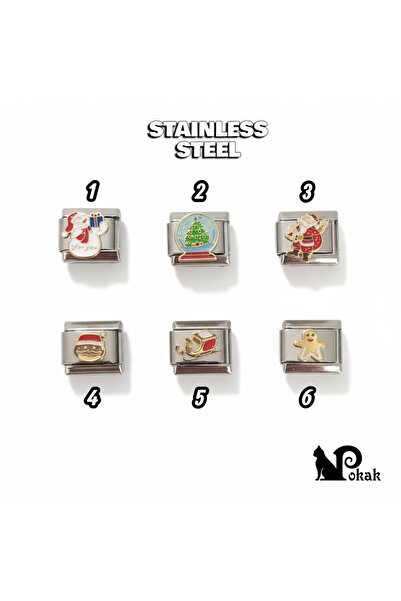 STAINLESS STEEL POKAK Yeni Yıl Yılbaşı Hediye İtalyan Charm Eki
