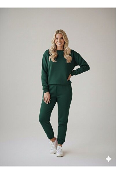 FAVORİST Women's 3 Thread Crew Neck Soft Set