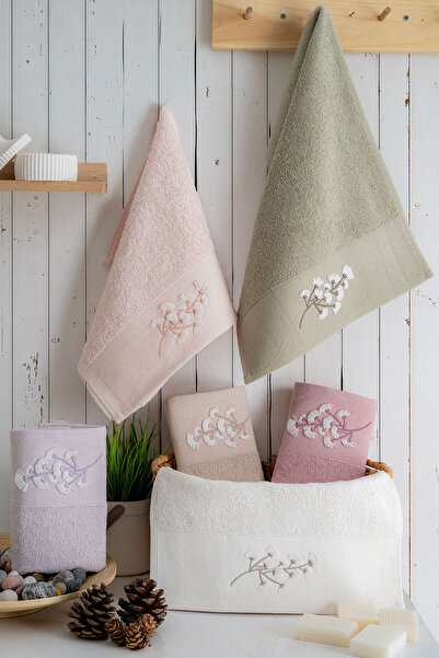 Bella Home منشفة يد مطرزة ثلاثية الأبعاد من نازينين مقاس 50×90 - 6 قطع