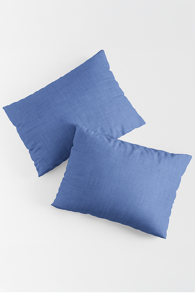 Teksev Vevra 2-Pack Striped Blue Color Pillowcase Cotton Fabric Zippered