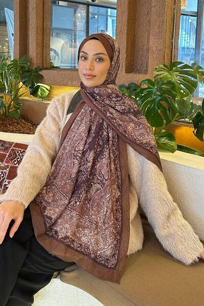 lamelif Retro Desen Bambu Şal Asker Yeşili