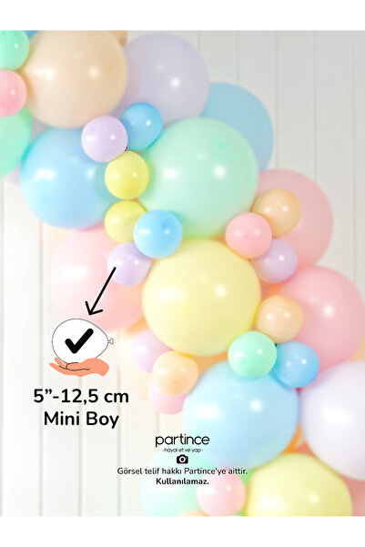 partince 25 Adet 5'' Mini Boy Makaron Karışım Balonlar