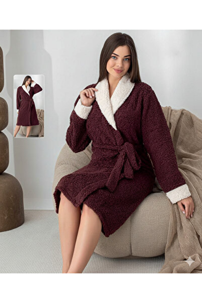 Kocabey Sharpi Welsoft Plush Home Bathrobe, Soft Dressing Gown