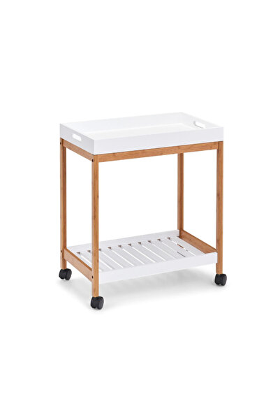 zeller masă de servire, MDF/lemn, 62x54x34 cm, alb/maro