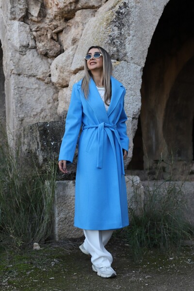 bytugcekaya Blue standard size lined stamp coat