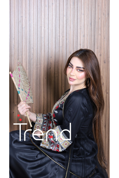 TREND Embroidered two-piece jalabiya (black)