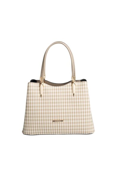 Silver Polo Silver & Polo Sp1205 Women's Handbag Plaid Line Square Sand Beige-Sand