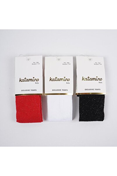 Katamino White Color Girls' Glittery Pantyhose (1 Piece of White Color Will Be Sent)