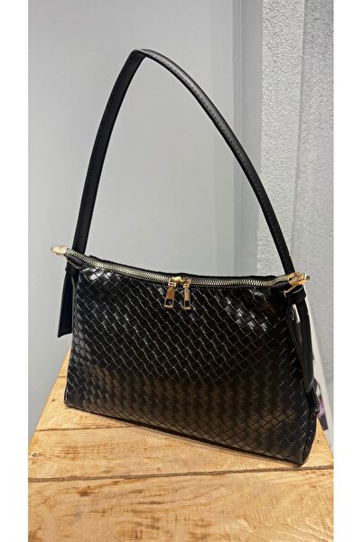 Ece Atelier Premium Örgü Baskılı Tokalı Çapraz Askılı Çanta