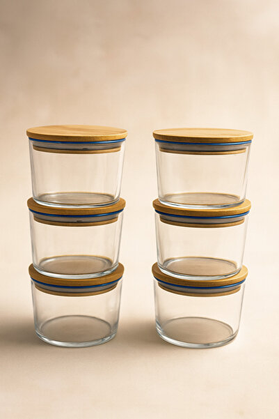 Fhilli فيترو - طقم من 6 أوعية زجاجية للإفطار مع أغطية من الخيزران سعة 220 سم ...