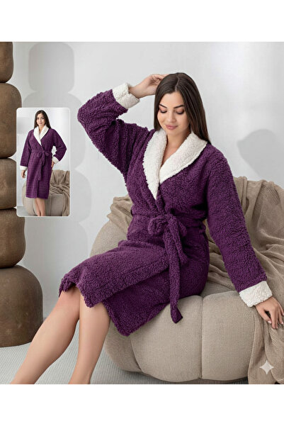 Kocabey Sharpi Welsoft Plush Home Bathrobe, Soft Dressing Gown