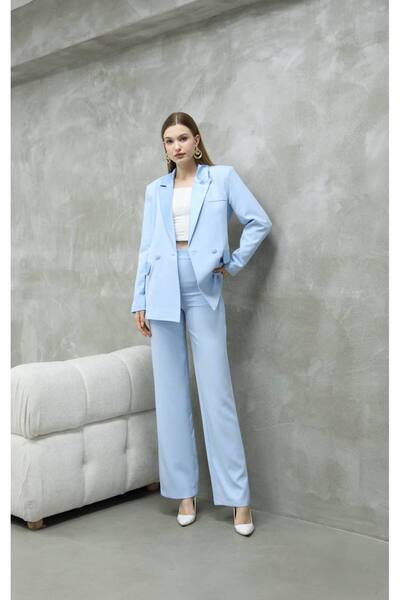 ZF BUTİK Women's Satin Detailed Jacket Pants Suit