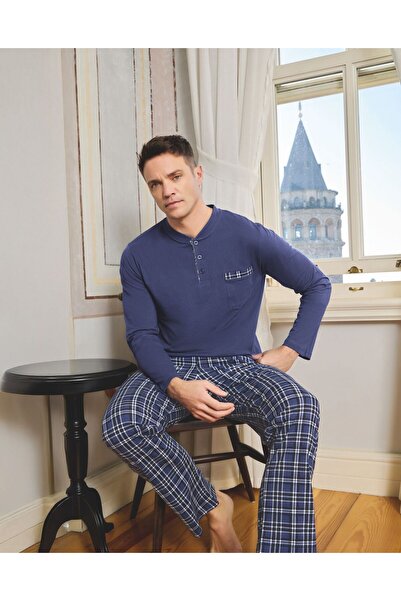 FORMO Men's 100% Natural Cotton Long Sleeve High Quality Pajama Set