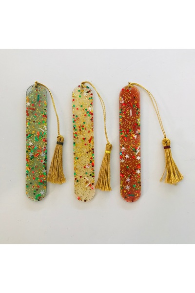 Add Yılbaşı Temalı Epoksi Kitap Ayracı - Sarı