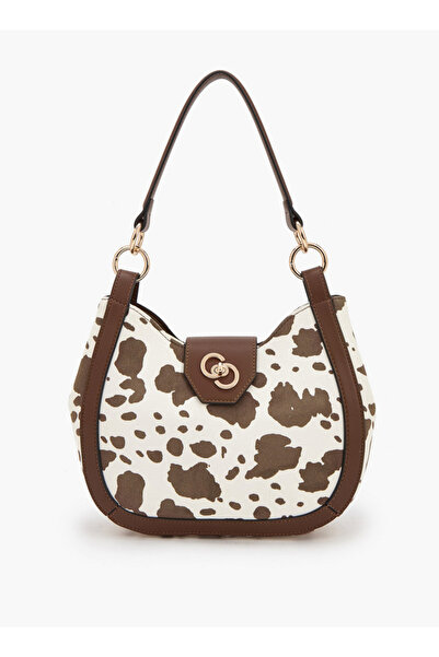Celeste Animal Print Shoulder Bag with Twist Lock Closure - H 22 cms