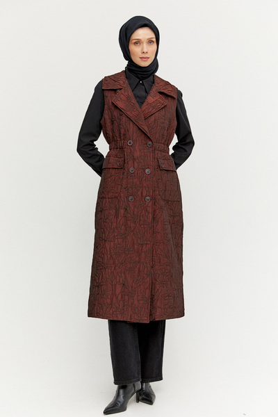 Setrms Çiçek Desenli Kruvaze Uzun Yelek