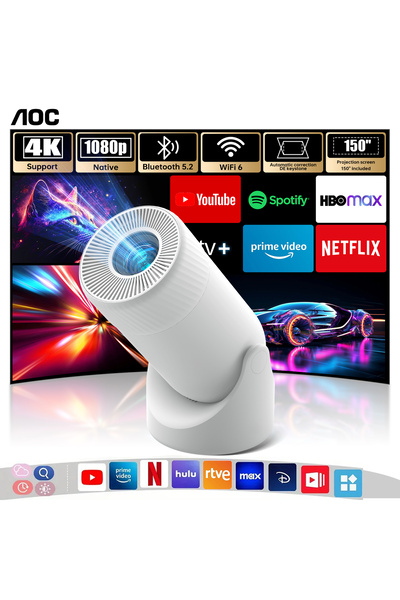 Aoc Mini Projector with 4K Support | 220 ANSI Lumens | Portable Design for Travel