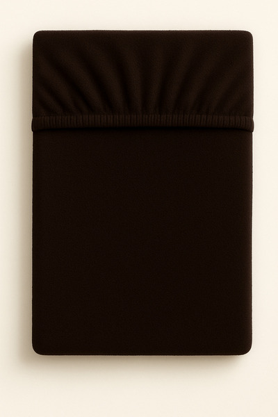 İQON طقم ملاءات سرير مطاطية مزدوجة من قماش المناشف بلون بني غامق