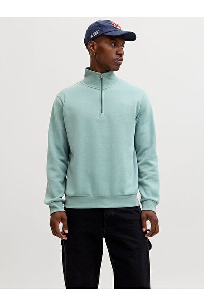 Jack & Jones Hanorac cu jumătate de fermoar, de culoare uni. Hanorac cu jumăt...