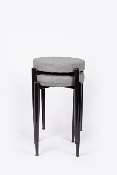 ekipmetal TABURE 2 ADET SİYAH BACAKLI DERİ GRİ