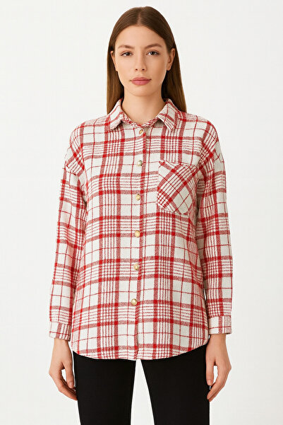 Nuevo Ženska crvena Karirano majica Lumberjack – Mekane teksture Oversize kro...