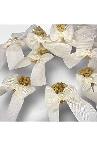 eSLeTc Keten Kurdale 20 ADET İncili Cipsolu Nikah Şekeri, Hediye Süs, Balon Süs, Hazır Fiyonk 25mm