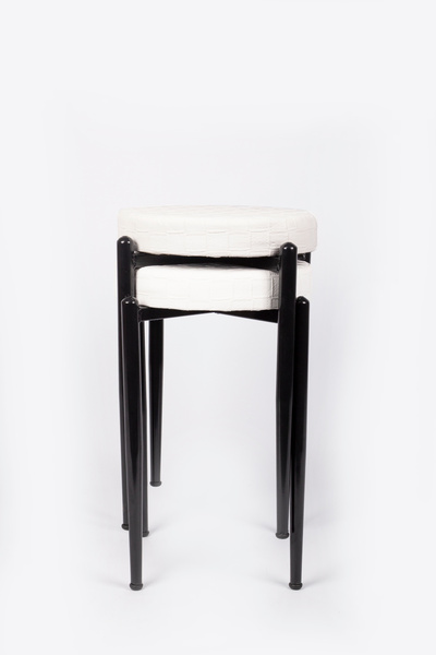 ekipmetal TABURE 2 ADET SİYAH BACAKLI DERİ BEYAZ