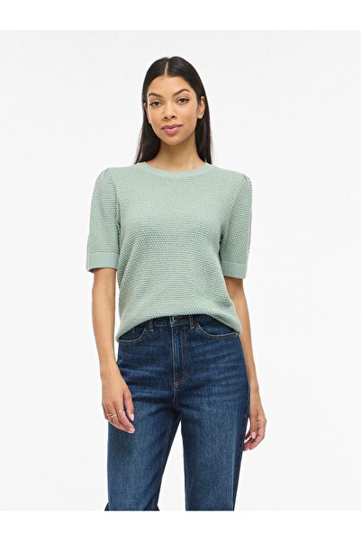 VILA Strickoberteil Kurzärmeliges