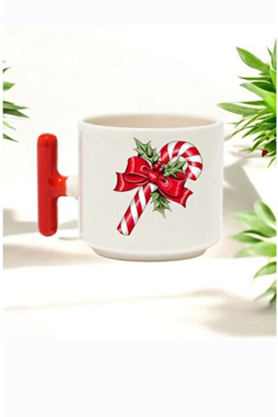 Bade TASARIM KİŞİYE ÖZEL KIRMIZI KULPLU TÜRK KAHVESİ FİNCANI