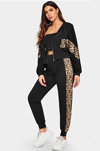 TINKA Fashion Trening negru cu animal print