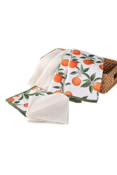 REVE 6-Piece Orange Printed Microfiber Kitchen Towel