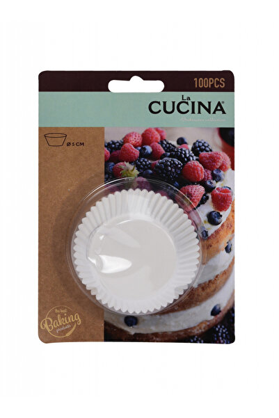 Excellent Houseware Set of 100 muffin tins, paper, 5 cm, white