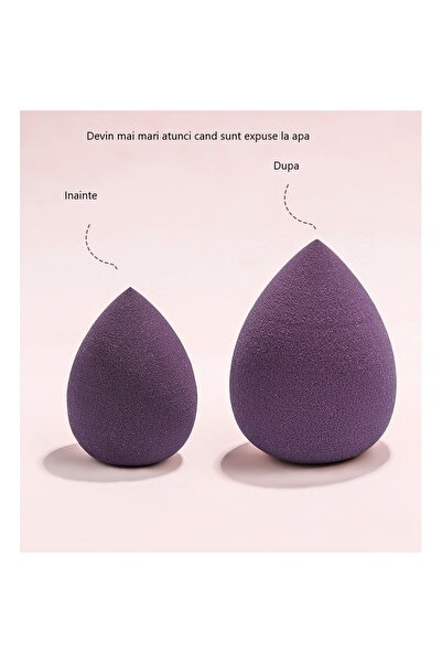 OEM Set of 6 makeup sponges, heart holder, plastic, purple