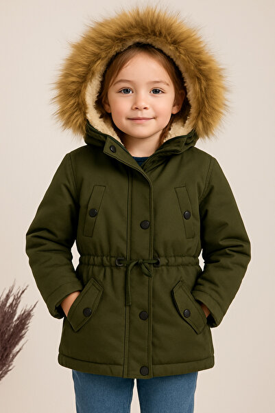 Nacar Unisex Çocuk İçi Polarlı Su Geçirmez Kanvas Mont