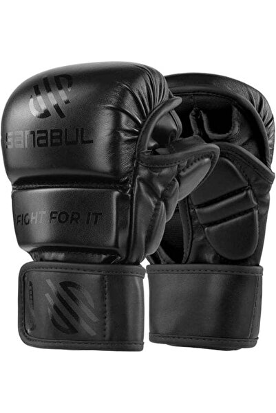 Sanabul قفازات فنون القتال المختلطة الأساسية بوزن 7 أونصة (أسود بالكامل، مقاس...