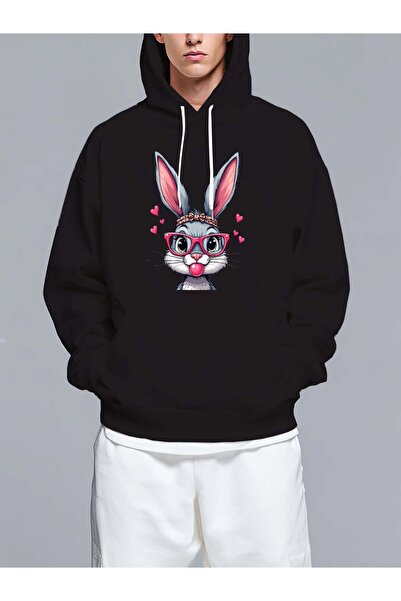 MIXSNOW سويت شيرت بغطاء رأس مطبوع قصة فضفاضة - نمط كاجوال عصري - هودي مريح بر...