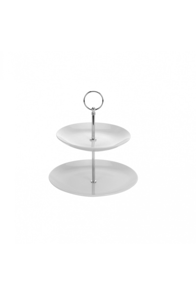 Excellent Houseware 2-tier serving stand, porcelain, 21x25cm, white