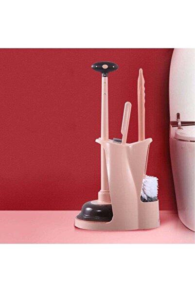 Arabest Toilet Brush and Plunger Set,Bathroom Toilet Bowl Brush with Holder(Pink 1 Set)