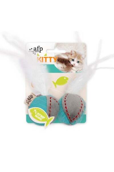 All For Paws Kitty Feather Ball - Turquoise
