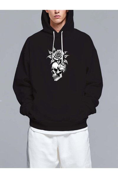 MIXSNOW سويت شيرت بغطاء رأس مطبوع قصة فضفاضة - نمط كاجوال عصري - هودي مريح بر...